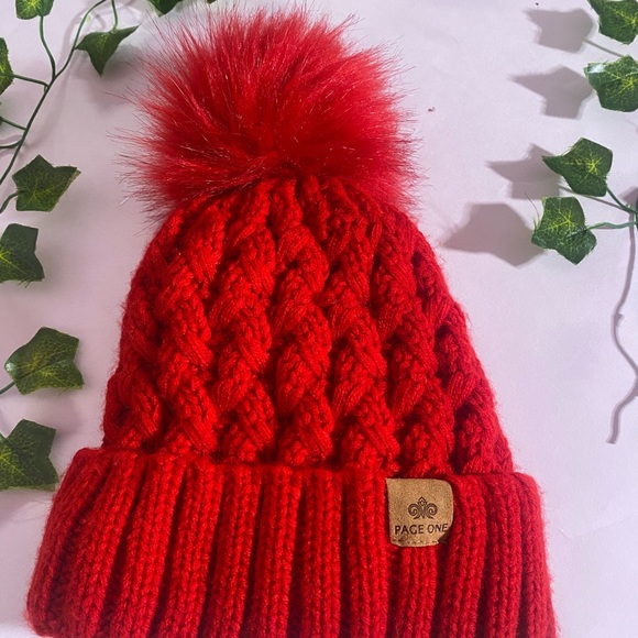 PAGE  Winter Ribbed Beanie Crossed Cap Chunky Cable Knit Pompom Soft Warm Hat - Picture 7 of 10